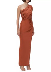 Herve Leger Draped One-Shoulder Combo Gown