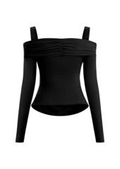 Herve Leger Ellen Drape Off-the-Shoulder Top