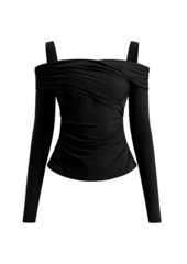 Herve Leger Ellen Drape Off-the-Shoulder Top