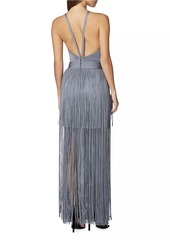 Herve Leger Halter Fringe Maxi Dress