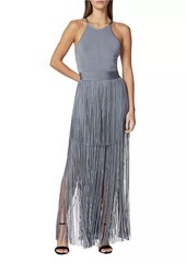 Herve Leger Halter Fringe Maxi Dress