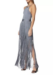 Herve Leger Halter Fringe Maxi Dress