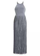 Herve Leger Halter Fringe Maxi Dress