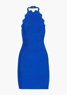 Herve Leger Hervé Léger - Scalloped bandage halterneck mini dress - Blue - XS