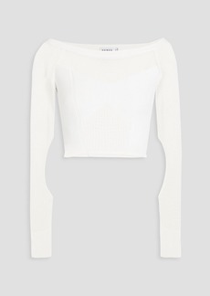 Herve Leger Hervé Léger - Cropped cutout pointelle-knit top - White - XS