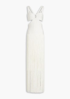 Herve Leger Hervé Léger - Cutout fringed bandage gown - White - XS