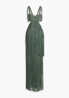 Herve Leger Hervé Léger - Cutout fringed bandage maxi dress - Green - M