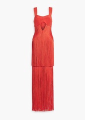 Herve Leger Hervé Léger - Cutout fringed bandage maxi dress - Red - M