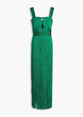 Herve Leger Hervé Léger - Cutout fringed stretch-knit gown - Green - XS