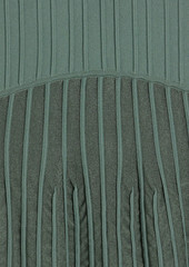 Herve Leger Hervé Léger - Mesh-paneled ribbed-knit turtleneck midi dress - Green - S