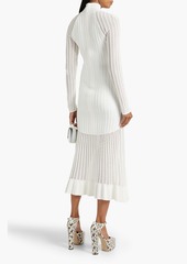 Herve Leger Hervé Léger - Mesh-paneled ribbed-knit turtleneck midi dress - White - XS