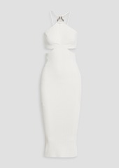 Herve Leger Hervé Léger - Cutout ring-embellished ribbed-knit midi dress - White - M