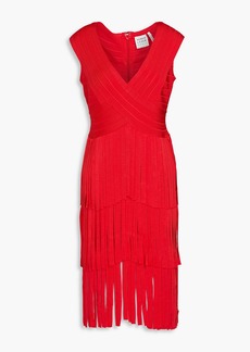 Herve Leger Hervé Léger - Tiered fringed bandage mini dress - Red - XS