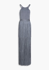 Herve Leger Hervé Léger - Fringed ribbed stretch-knit gown - Gray - XL