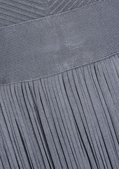 Herve Leger Hervé Léger - Fringed ribbed stretch-knit gown - Gray - L