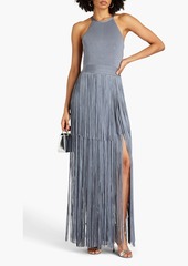 Herve Leger Hervé Léger - Fringed ribbed stretch-knit gown - Gray - XS