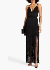 Herve Leger Hervé Léger - Fringed stretch-knit gown - Black - M