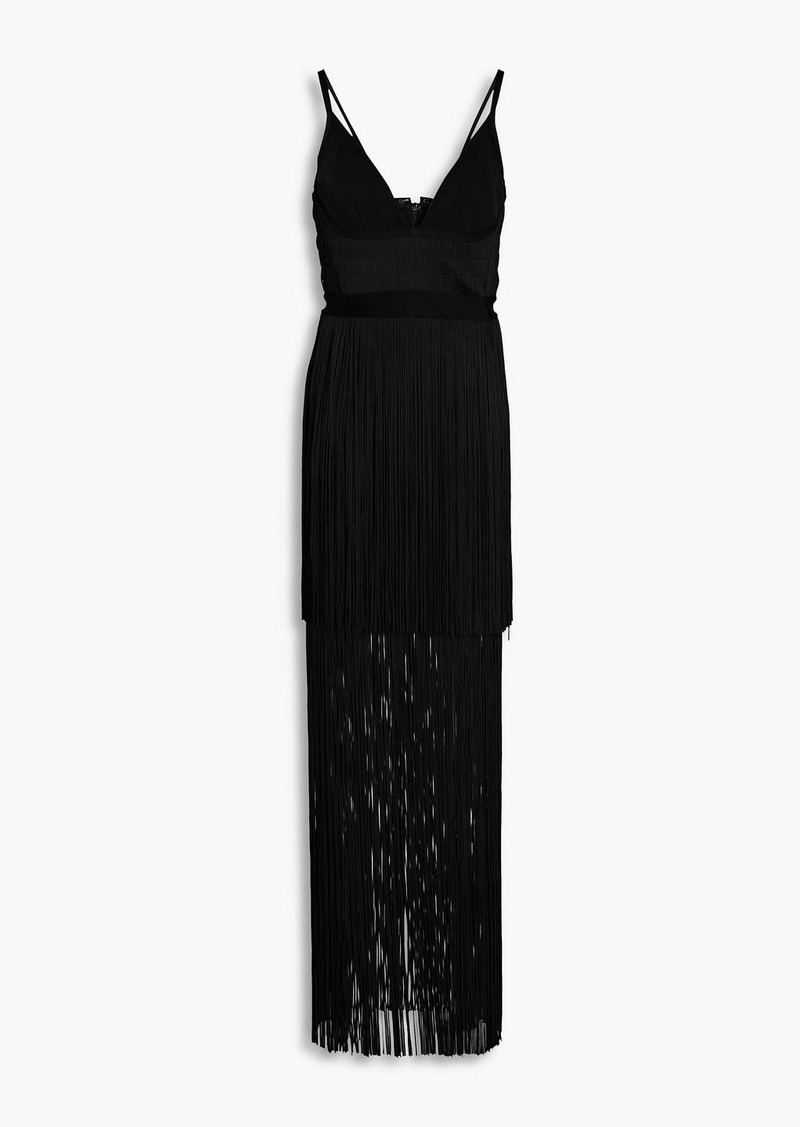 Herve Leger Hervé Léger - Fringed stretch-knit gown - Black - M