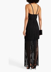 Herve Leger Hervé Léger - Fringed stretch-knit gown - Black - M