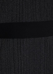 Herve Leger Hervé Léger - Metallic ribbed-knit midi dress - Black - XL