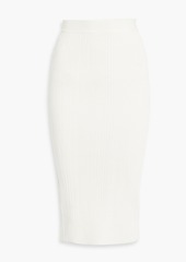 Herve Leger Hervé Léger - Metallic ribbed-knit midi skirt - White - XS