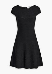 Herve Leger Hervé Léger - Scalloped jacquard-knit mini dress - Black - XS