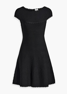 Herve Leger Hervé Léger - Scalloped jacquard-knit mini dress - Black - M