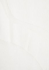 Herve Leger Hervé Léger - Tulle-trimmed ribbed-knit midi skirt - White - XS