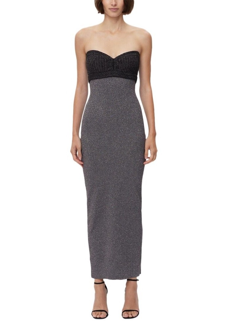 Herve Leger Hervé Léger Mixed Gauge Metallic Strapless Gown