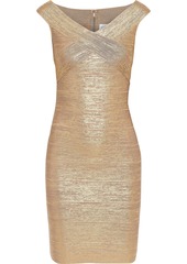 Herve Leger Hervé Léger Woman Metallic Bandage Mini Dress Gold