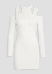 Herve Leger Hervé Léger - Cold-shoulder layered stretch-knit mini dress - White - M