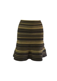 Herve Leger Banded Flare Skirt in Yellow/Black Cotton