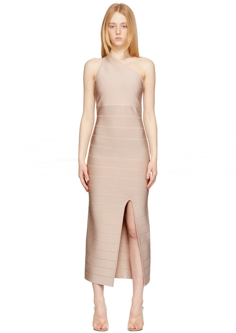 Herve Leger Beige Bandage Icon Long Dress