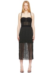 Herve Leger Black Fringed Bustier Dress