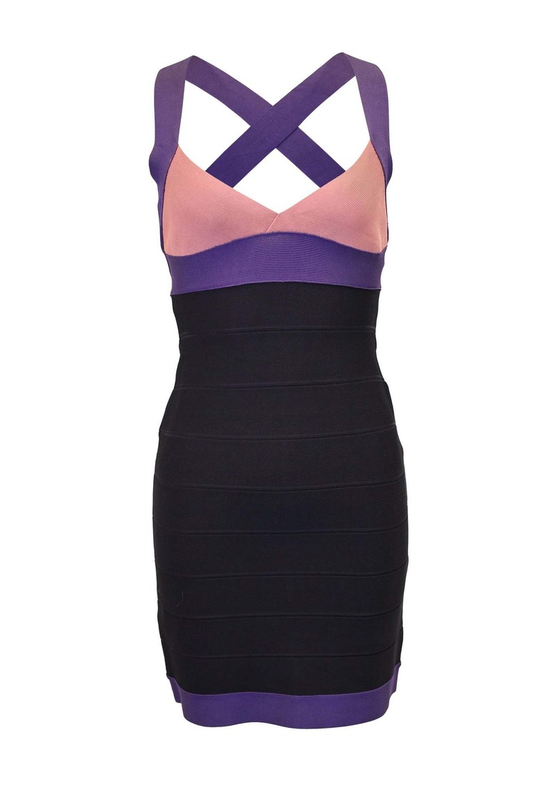 Herve Leger Cross-Back Bandage Dress in Multicolor Rayon