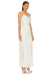 Herve Leger Icon Strappy Ottoman Fringe Gown