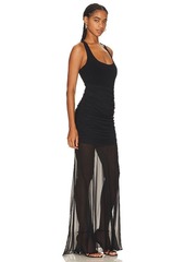 Herve Leger Ruched Woven Mix Tank Gown