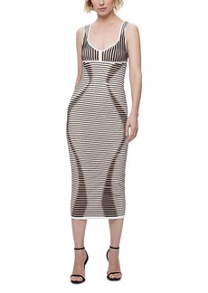Herve Leger The Layla 3D Layered Striped Midi Dress