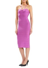 Herve Leger Icon Sweetheart Bodycon Midi Dress