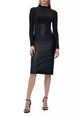 Herve Leger Piper Leather Midi-Skirt