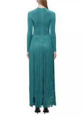 Herve Leger Sloane Mock Turtle Neck Fringe Gown