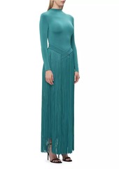 Herve Leger Sloane Mock Turtle Neck Fringe Gown