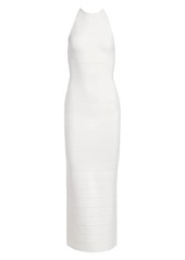 Herve Leger Sporty Halter Bandage Column Gown