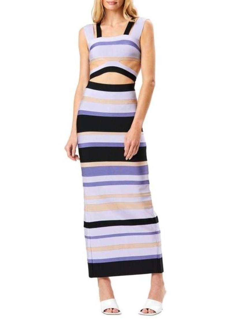 Herve Leger Stripe Cutout Bandage Maxi Dress