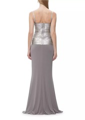 Herve Leger Violet Metallic Bandage Gown