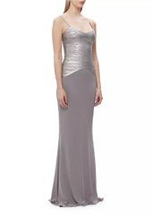 Herve Leger Violet Metallic Bandage Gown