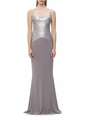 Herve Leger Violet Metallic Bandage Gown