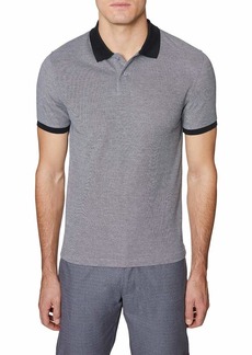 Hickey Freeman Men's Regular Fit Short Sleeve 2 Button Cotton Polo Shirt