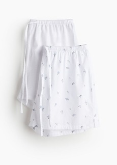H&M H & M - 2-pack Cotton Poplin Pajama Shorts - White