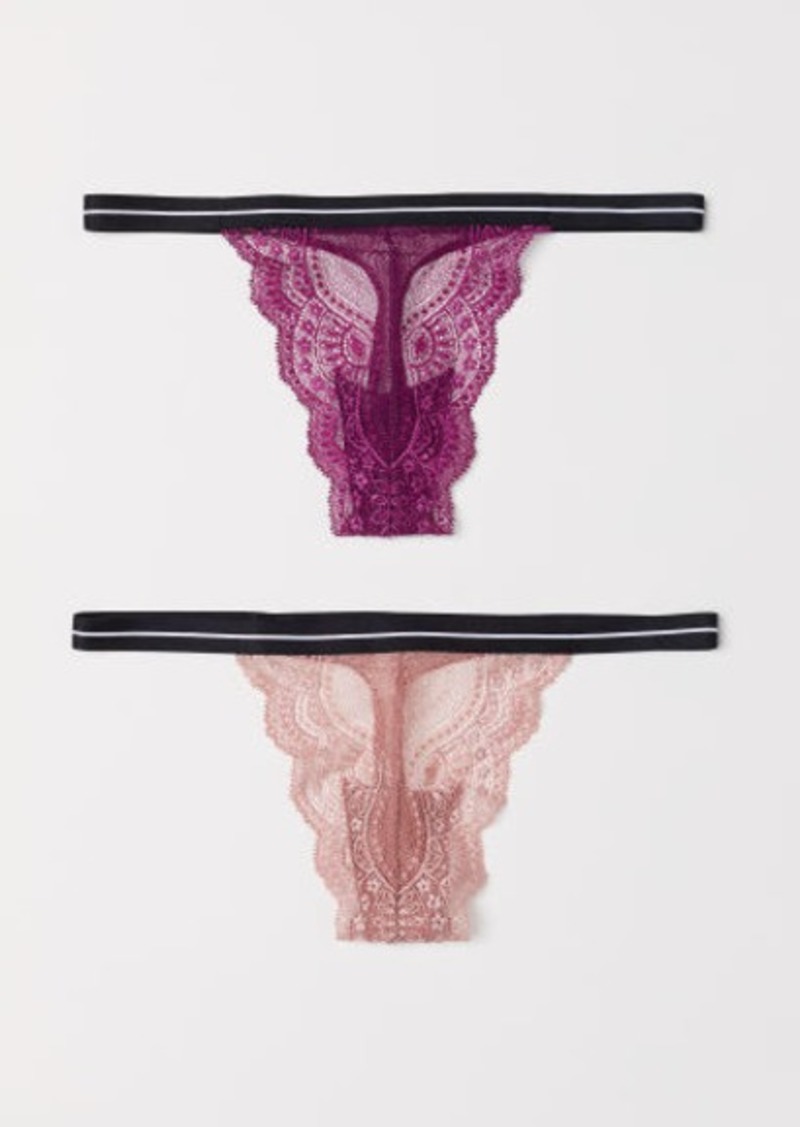 H&M H & M - 2-pack Lace Thong Briefs - Pink